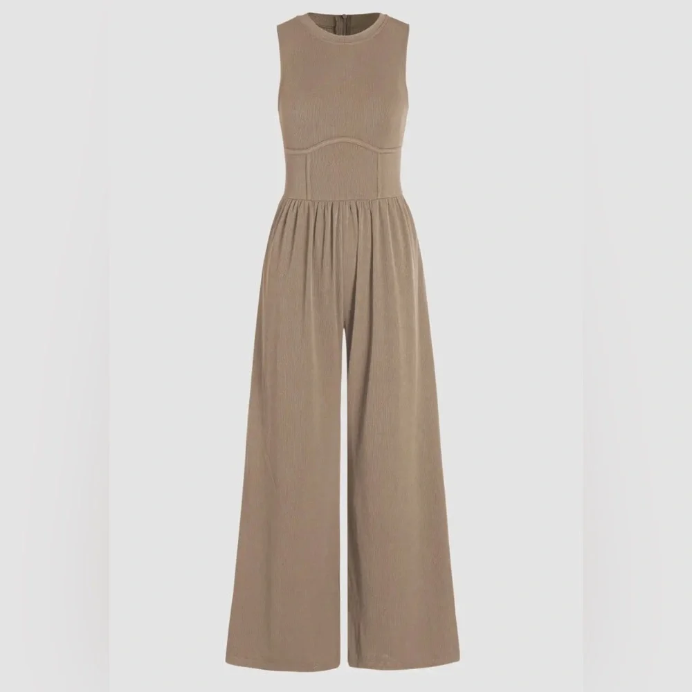 Cider Sleeveless Tan Jumpsuit Size M - Picture 1 of 7